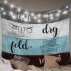 YOKOU Wall Tapestry, Laundry Room Rule Wash Dry Fold Repeat Old Wooden Gray Brown Blue Wall Hanging Tapestries for Bedroom, Dorm, Living Room, Home Dcor 86"X104" view 2