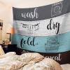 YOKOU Wall Tapestry, Laundry Room Rule Wash Dry Fold Repeat Old Wooden Gray Brown Blue Wall Hanging Tapestries for Bedroom, Dorm, Living Room, Home Dcor 86"X104" view 3