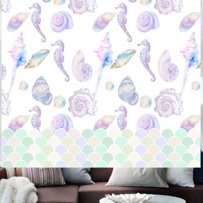 YOKOU Wall Tapestry, Dreamlike Hippocampus Conch Shell Scale Summer Marine Life Ocean Wall Hanging Tapestries for Bedroom, Dorm, Living Room, Home Dcor 39"X59"