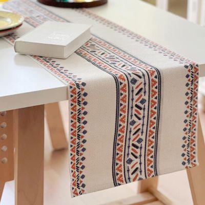 Cotton Linen Fringe Table Runner Vintage, Retro Modern Insulated Table Pad Table Cloth Tea Table Cloth Rectangular Fabric (Color : Beige, Size : 30 * 180cm)