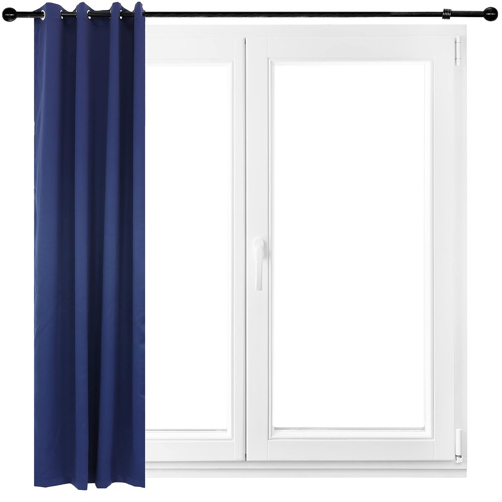 Sunnydaze 51.5 x 120-Inch Indoor/Outdoor Blackout Curtains with Grommet Top - Includes Tiebacks - Blue