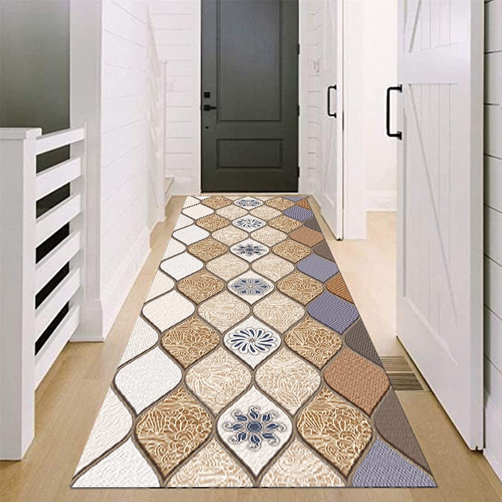 GRAPKS Geometric Pattern Rug Runners for Hallway, Entryway, Kitchen, Stair, Wide 60cm/70cm/80cm/100cm Indoor Corridor Runner Carpet, Washable Area Rug (Size : 2.3 ft x 11.5 ft)