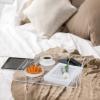 1818 Inch Clear Acrylic Serving Tray with Handles Extra Large Ottoman Tray Decorative Tray Spill-Proof Coffee Table Space Saver Oversize Counter top Organizer Platter with Safe Edge view 3
