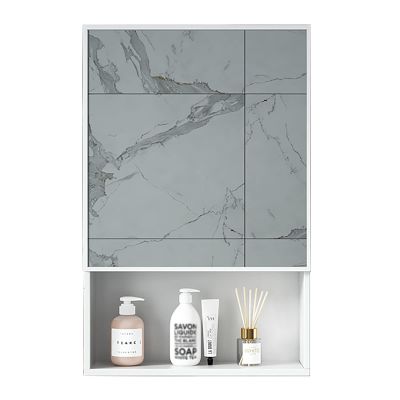 Wall Mount Bathroom Mirror Cabinet Medicine Cabinet Hanging Cabinet with Mirror Door Bathroom Wall Mirror Cabinet 15.7 * 25.5 INCH Blue/White Aluminum Alloy (Color : White, Size : 15.7 * 25.5 inch)