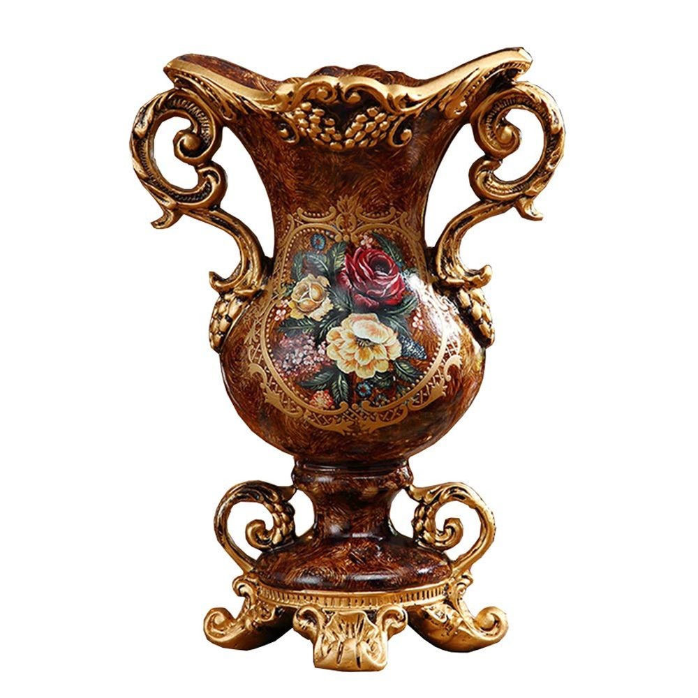 Elegant Large Flower Vases Table Centerpiece for Kitchen Dining Living Room Home Decor, European RetroTall Big Resin Flowers Chinese Vases for Bedroom Decorations, (Wine 14.17in)