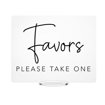 Favors, Please Take One - Wedding Favors Acrylic Sign (8"H x 10"W, Clear)