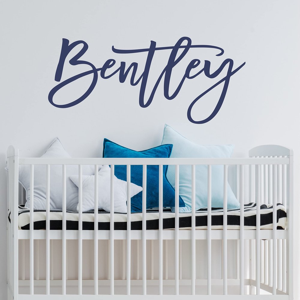 Name Wall Decal Sticker Custom Name Wall Decal Girls Room Boys Room (450) - Personalized Name Wall Decal Nursery Decal - Baby Monogram Vinyl Wall Art (32" Wide x 14" high)