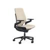 Steelcase Gesture Office Chair - Era Oatmeal Fabric, Low Seat Height, Shell Back, Black on Black Frame, and Standard Carpet Casters view 1