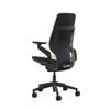Steelcase Gesture Office Chair - Era Oatmeal Fabric, Low Seat Height, Shell Back, Black on Black Frame, and Standard Carpet Casters view 4