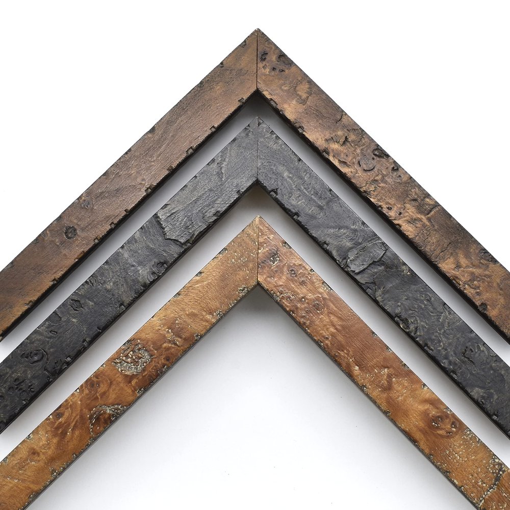Rustic Burled Wood Picture Frame, Handcrafted Custom Frames For Wall Art, Personalized Photo Frame, Natural Solid Wood With Premium Acrylic Cover (9 x 12, Dark Gray)