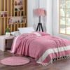 Aegean Concept Blanket, Vintage Boho Rustic 100% Cotton Super Soft 63"x90" (160 cm x 230 cm) Twin Size,Adult Turkish Muslin Light, Cozy Couch Bedcover Twin Blankets, Pink view 1