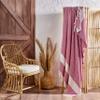 Aegean Concept Blanket, Vintage Boho Rustic 100% Cotton Super Soft 63"x90" (160 cm x 230 cm) Twin Size,Adult Turkish Muslin Light, Cozy Couch Bedcover Twin Blankets, Pink view 4