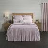 Timeless Ticking Red Ruffled Twin Bedspread, High Skirt on 3 Sides, Vintage Farmhouse Bedding, Christmas view 4