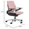 Steelcase Gesture Office Chair - Era Pink Lemonade Fabric, Medium Seat Height, Shell Back, Black on Black Frame with Polished Aluminum Base, Lumbar Support, and Standard Carpet Casters view 3