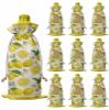 10 Pack Wine Bottle Bags, Summer Lemon Wine Bottle Cover with Drawstring, Yellow Tropical Lemon Spring Floral Gift Bag for Champagne Wedding Birthday Party view 1
