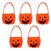 Beavorty 5pcs Pumpkin Candy Baskets Non-woven Handheld Treat Bags for Halloween Party Candy Holders for Home Office Garden and Events view 1