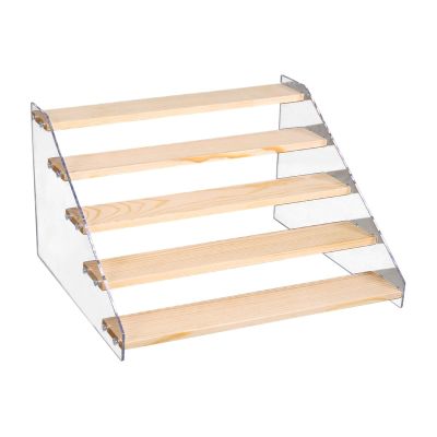 Mokylor Tiered Spice Rack, Step Vitamin Shelf Organizer, Seasoning Organizer Spice Shelf Wooden Display Risers Showcase for Countertop, Cabinet,Figurines, Jewelry Storage (5 Tier)