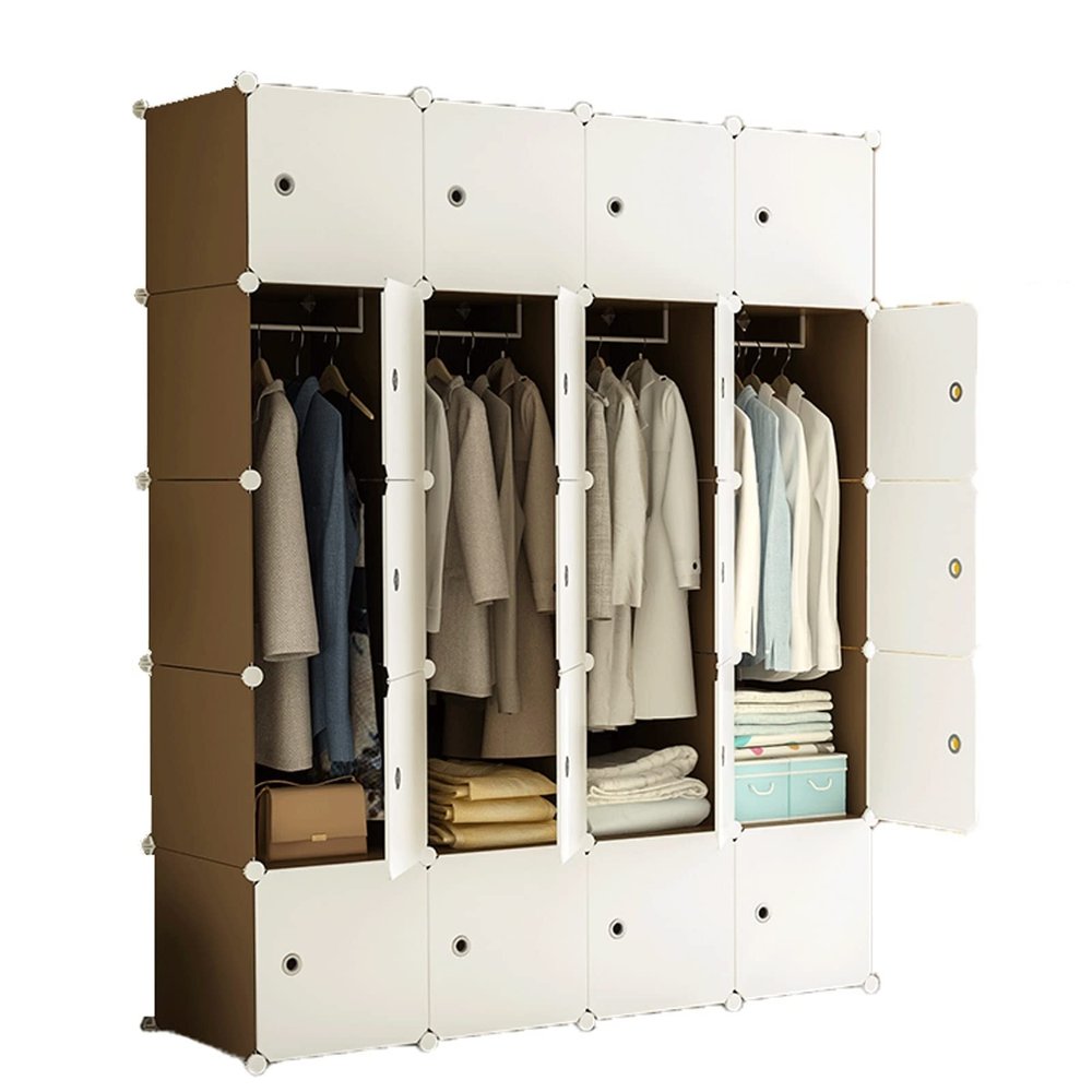 BNNP Portable Closets Wardrobe Folding Wardrobe Portable Wardrobe Modular Cabinet Combination Wardrobe Foldable Wardrobe Bedroom Clothes Shoes Locker Easy to Assemble (Color : C)