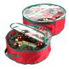 Fotrsta 2pcs 20 Inch Christmas Wreath Storage Bag,Portable Garland Storage Container, Holiday Xmas Artificial Wreaths Organizer, Transparent Window & Dual Zipper & Sturdy Handle view 2