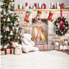 10x10ft Christmas Backdrop Christmas Fireplace Backdrops Xmas Theme Backdrop New Year Decoration Background Family Party Baby Shower Decoration Background view 1