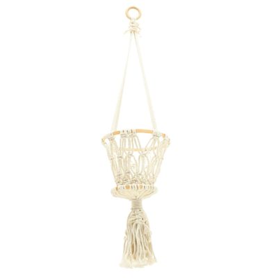 Beavorty Hand-knitted Cotton Rope Wall Hanging Basket for Fruits and Vegetables Decorative Woven Storage for Kitchen Living Room and Garden Decor