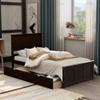 Twin Platform Bed with 2 Drawers , Solid Wood Twin Size Platform Bed Frame with Headboard for Teens Adults Living Room Bedroom Guest Room, No Box Spring Needed, Espresso view 1