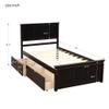 Twin Platform Bed with 2 Drawers , Solid Wood Twin Size Platform Bed Frame with Headboard for Teens Adults Living Room Bedroom Guest Room, No Box Spring Needed, Espresso view 2