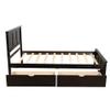 Twin Platform Bed with 2 Drawers , Solid Wood Twin Size Platform Bed Frame with Headboard for Teens Adults Living Room Bedroom Guest Room, No Box Spring Needed, Espresso view 3