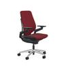 Steelcase Gesture Office Chair - Cogent: Connect Merlot Fabric, Medium Seat Height, Shell Back, Black on Black Frame with Polished Aluminum Base, Lumbar Support, and Standard Carpet Casters view 1