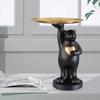 Bear Figurine with Tray Animal Ornament Cosmetic Jewelry Organizers Serving Tray for Living Room Table Home Decoration - Black view 4
