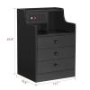 ADORNEVE Nightstand with Charging Station,Black Night Stand for Bedroom,End Table with Hutch & Storage Drawers view 2