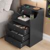 ADORNEVE Nightstand with Charging Station,Black Night Stand for Bedroom,End Table with Hutch & Storage Drawers view 4
