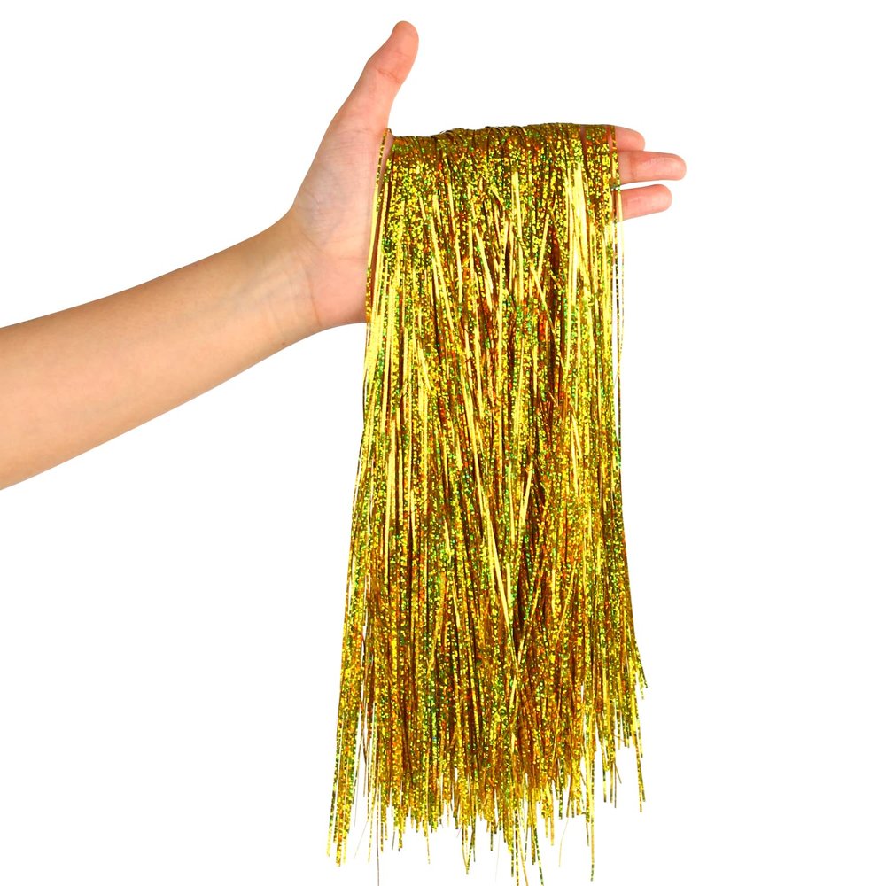 CCINEE 2000 Strands Christmas Tinsel Icicles, 19.7" Shiny Mylar Foil Icicle for Xmas Tree, Holiday, Birthday, Wedding, Party Hanging Decoration, Gold