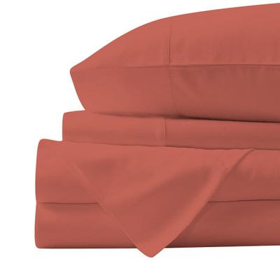 4 Piece RV Sheets Set, Luxury Breathable & Cooling Sheets Sheets 1000 Thread Count 100% Egyptian Cotton, 12 Inch Deep Pocket RV Bunk Size (34"X75"), Brick Red