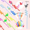24 Reusable Drinking Plastic Straws + 6 Temporary Tattoos or 6 Silicone bracelets for Girls and Boys Birthday Party Decorations with Unicorn,Mermaid,or Dinosoaur,plus 1 Cleaning Brush view 4