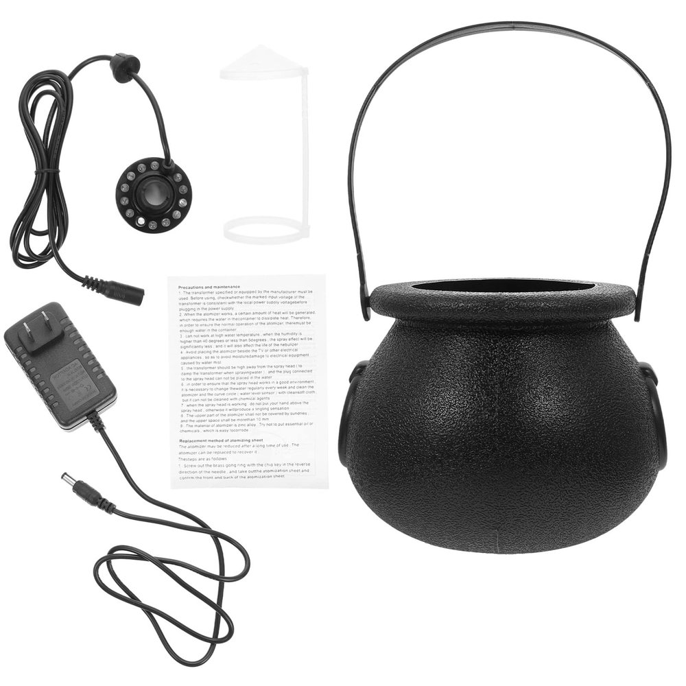 1Set Atomized Ambient Light Cauldron with Light Witch Candy Bucket with Witch Cauldron Kids Lighted Cauldron Pot LED Fog Maker LED Decor Halloween Plastic Fog Machine