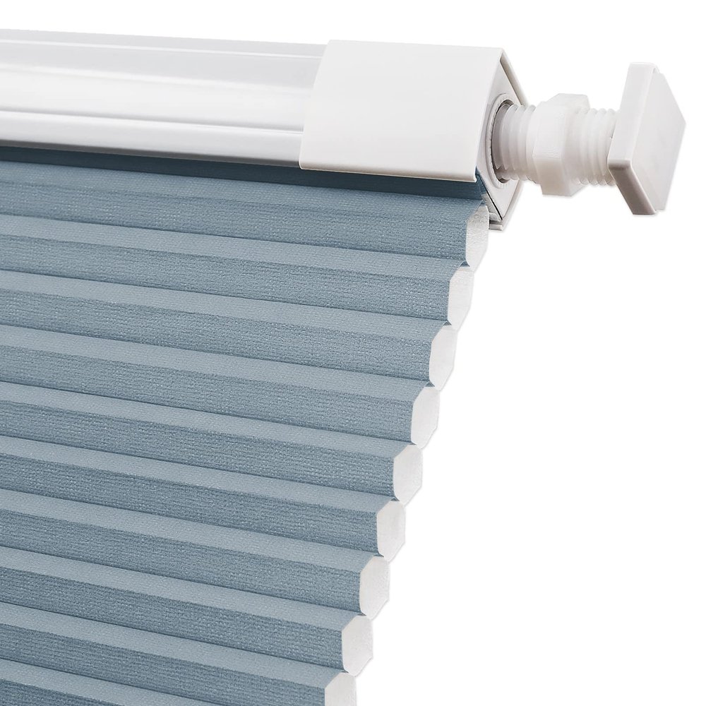 Keego Easy to Install Window Blind Cordless Single Cell Cellular Honeycomb Shades for Windows Doors Thermal Insulated Breathable Window Shade for Kitchen Bathroom (Light Filtering, Blue, 28w x 60h)