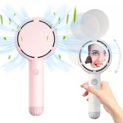 3-In-1 Mini Handheld Fan with Mirror for Makeup, Portable Makeup Fan