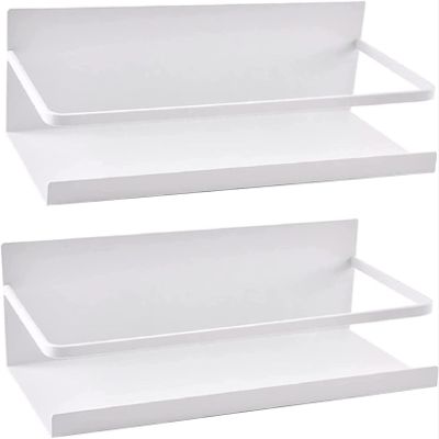 Magnetic Spice Rack Organizer Single Tier Refrigerator Spice Storage Shelf, Easy to Install The Side of The Refrigerator Can Hold Spices, Jar of Olive Oil, Cooking Oils, Salt, Pepper (2Pcs)