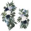 2PCS Artificial Wedding Arch Flowers, Silk Rose Flower Swag with Eucalyptus Leaves, Wedding Welcome Sign Floral Garland for Wedding Ceremony and Reception Backdrop Home Decor (Blue) view 1