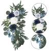 2PCS Artificial Wedding Arch Flowers, Silk Rose Flower Swag with Eucalyptus Leaves, Wedding Welcome Sign Floral Garland for Wedding Ceremony and Reception Backdrop Home Decor (Blue) view 4