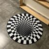 3D Carpet Bottomless Hole Optical Illusion Area Rug, Black and White Plaid Rug, Checkered Optical Illusions Rug, for Dining Room Carpet Home Bedroom Floor Mat,2,63 * 63 inch view 1