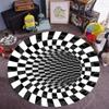 3D Carpet Bottomless Hole Optical Illusion Area Rug, Black and White Plaid Rug, Checkered Optical Illusions Rug, for Dining Room Carpet Home Bedroom Floor Mat,2,63 * 63 inch view 2