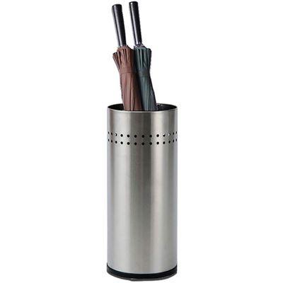 Muteiki Umbrella Umbrella Stands Creative Leather,Round Silver Umbrella Stand,Metal Umbrella Holder Rack Rubber Bucket Bottom Interior Home Decoration for Home Office