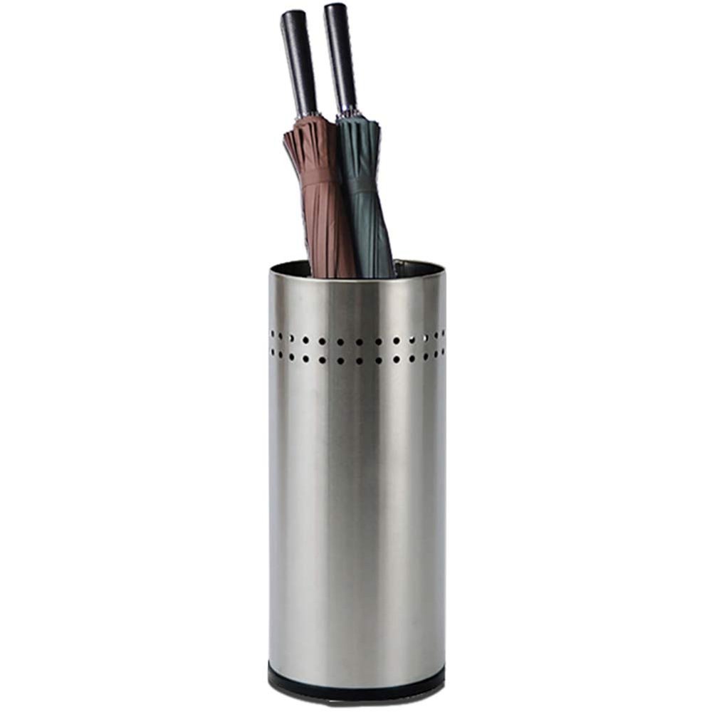 Muteiki Umbrella Umbrella Stands Creative Leather,Round Silver Umbrella Stand,Metal Umbrella Holder Rack Rubber Bucket Bottom Interior Home Decoration for Home Office