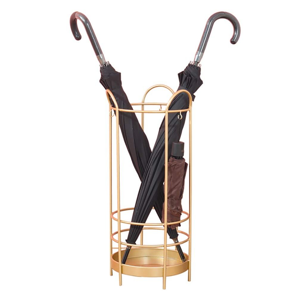 Muteiki Umbrella Umbrella Stands Creative Leather,Gold Iron Umbrella Stand Rack Holder,Modern Simpleweight Umbrella Rack with Hooks for Office Home Front Door