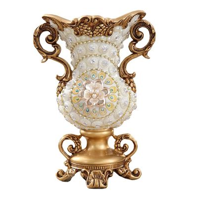 Elegant Large Flower Vases Table Centerpiece for Kitchen Dining Living Room Home Decor, European Retro Tall Big Glass Flowers Chinese Vases for Bedroom Decorations, Best Gift White 11.81in 8.66in