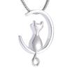 SHEIL Moon & Cat Stainless Stee Cremation Jewelry for Pet Memorial Urns Necklace Hold Ashes Keepsake Locket Jewelry,1 view 1