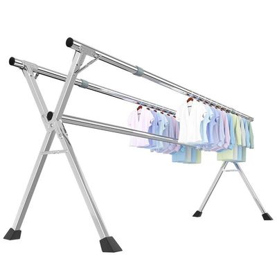 YSUEFIJO Clothes Drying Rack Small Folding, Folding Laundry Rack for Air Drying Clothing, Length Adjustable Saves Space Laundry Drying Rack, Adjustable Stainless Steel Garment Rack (200cm/79in)