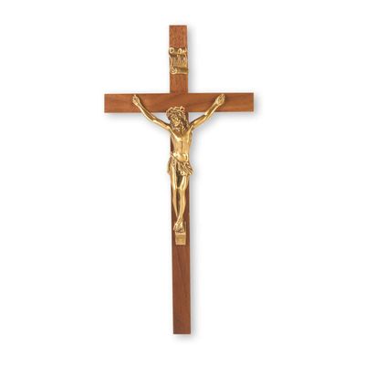 10" Walnut Cross W/Museum Gold Corpus